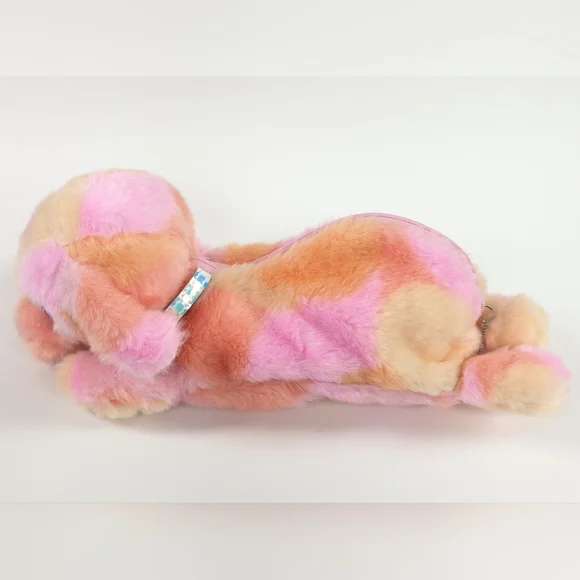Euc SMIGGLE Fluffy Pink Dog Pencil Case Zippered Tie Dye Kawaii Y2K - Picture 5 of 10
